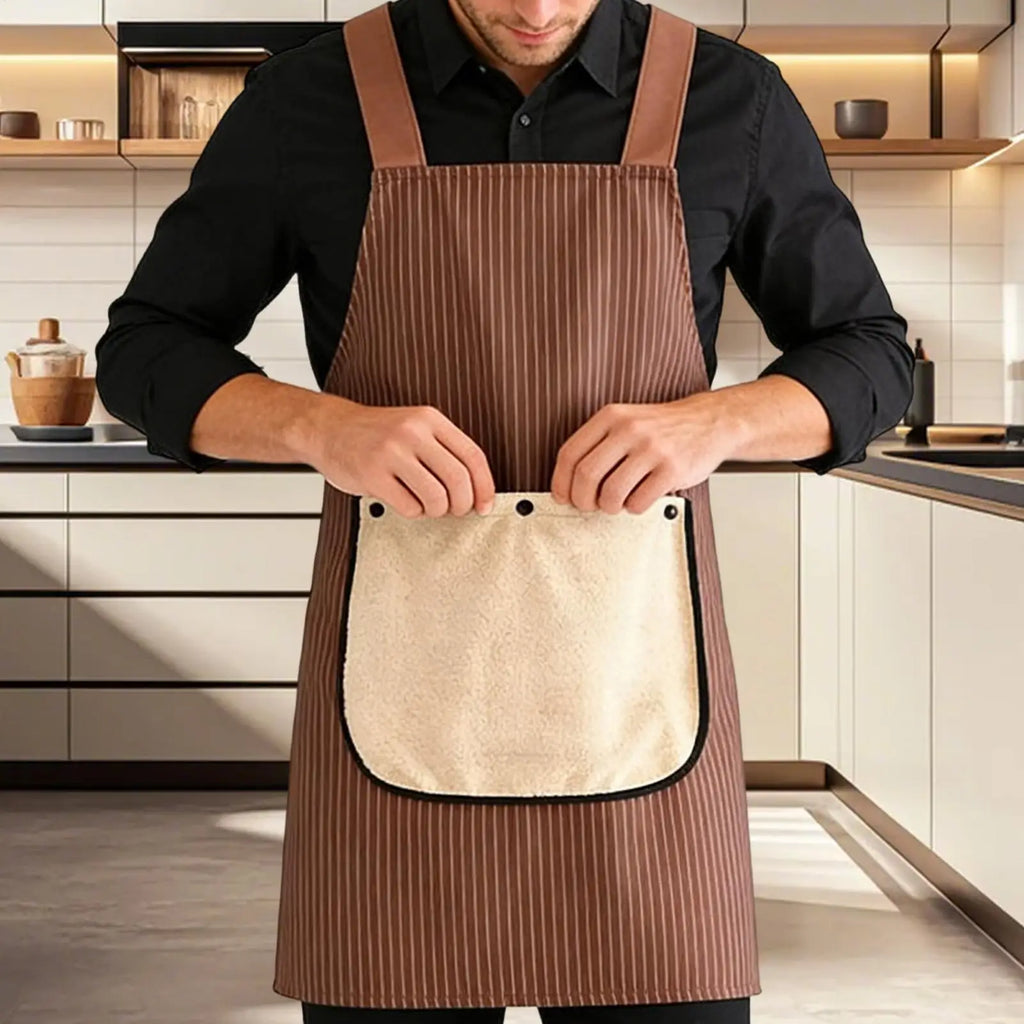 Kitchen Apron SWaterproof leeveless Cross Back Restaurant Uniform with Removable Hand Towel Anti-fouling Cooking Baking Bibs Oasis Select