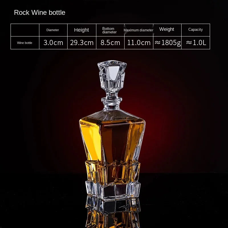 European thickened whiskey glass set large foreign wine glass crystal glass wine bottle creative wine set Oasis Select Rock liquor barrels