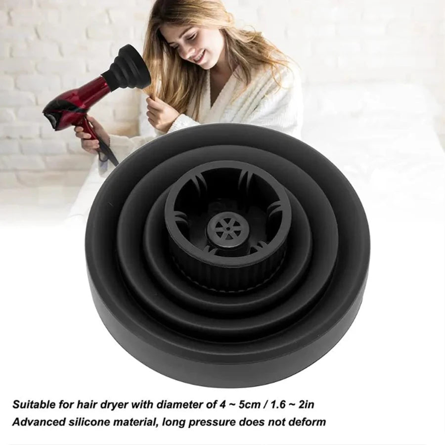 New Salon Tool Black Universal Silicone Hairdryer Diffuser Cover Adjustable Temperature Resistant Dispersing Drying Hair Dryer Oasis Select