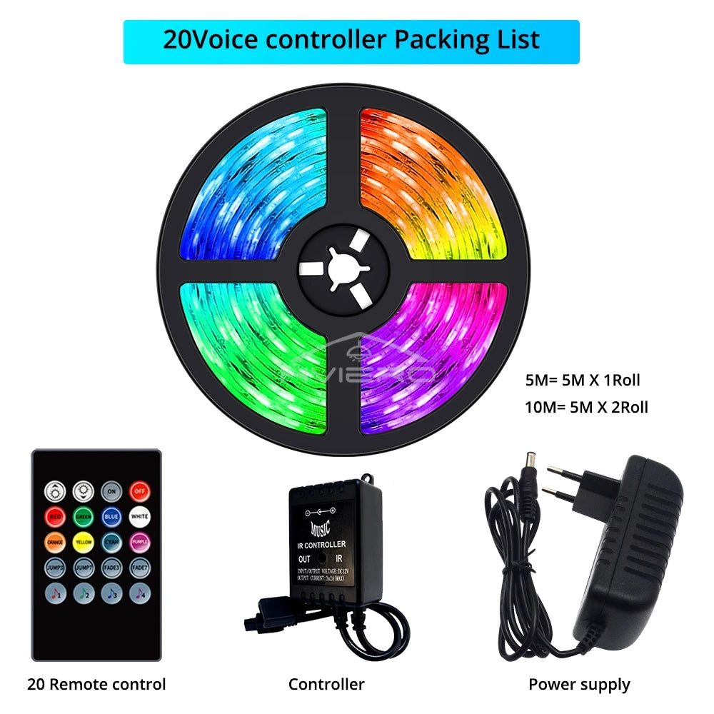 RGB LED Strip Lights SMD 5050 5M/10M DC 12V Color Changing Remote