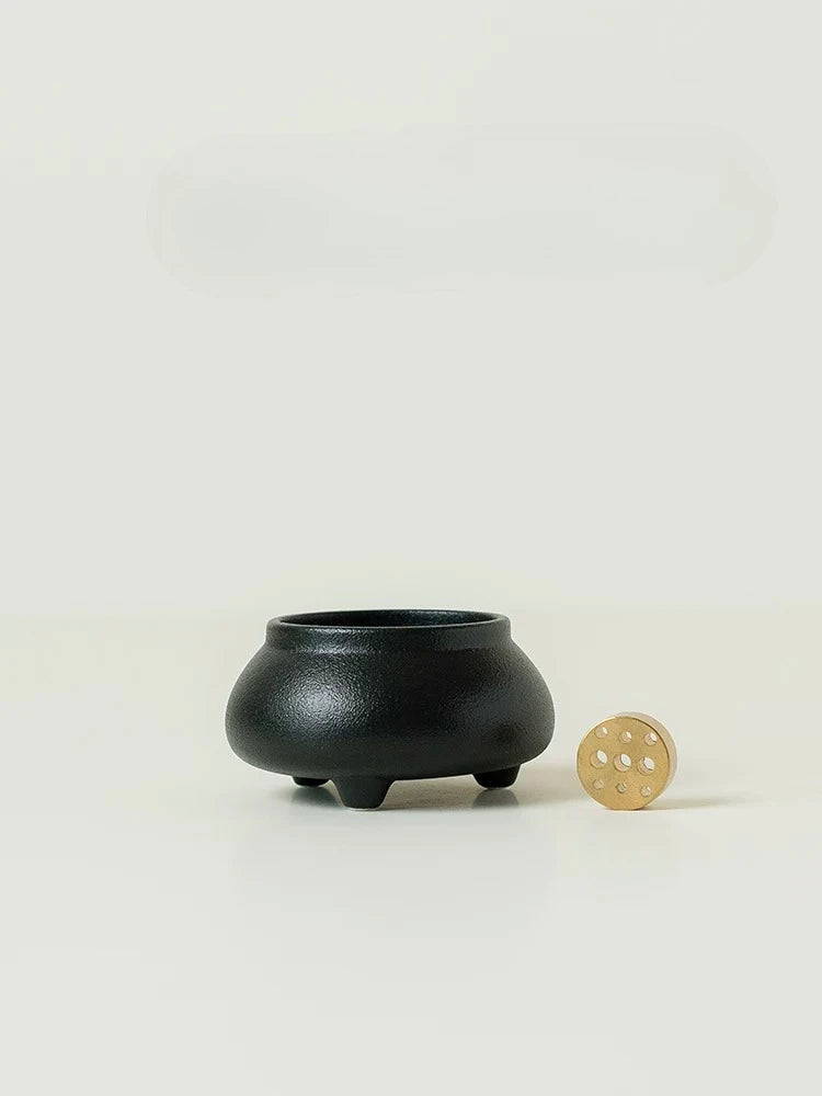 Zen Style Vintage Ceramic Incense Burner Small Incense Holder Home Fragrance Ornament Incense Burner Oasis Select black