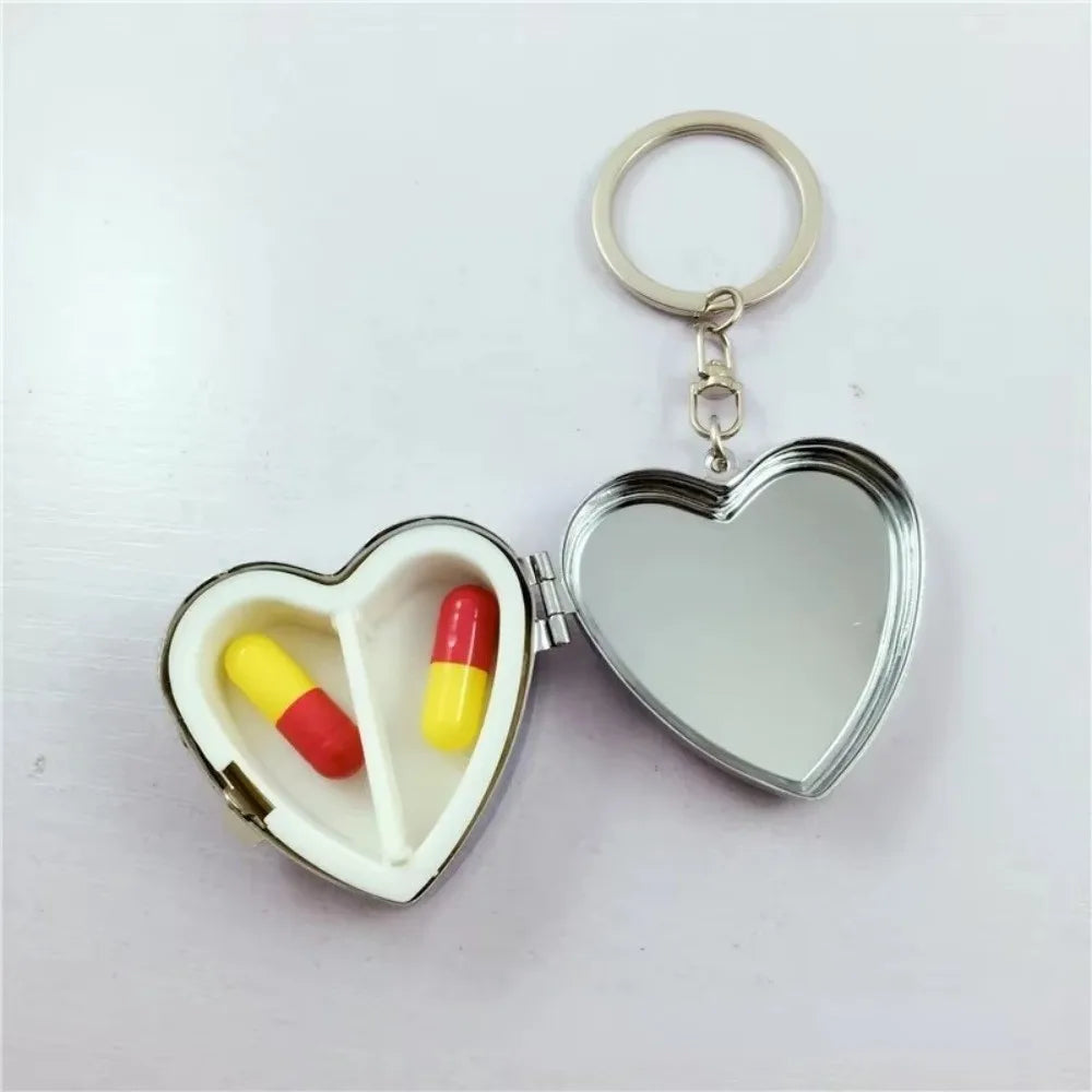 Heart-Shaped Pill Box Keychain | Portable Mini Medicine Organizer