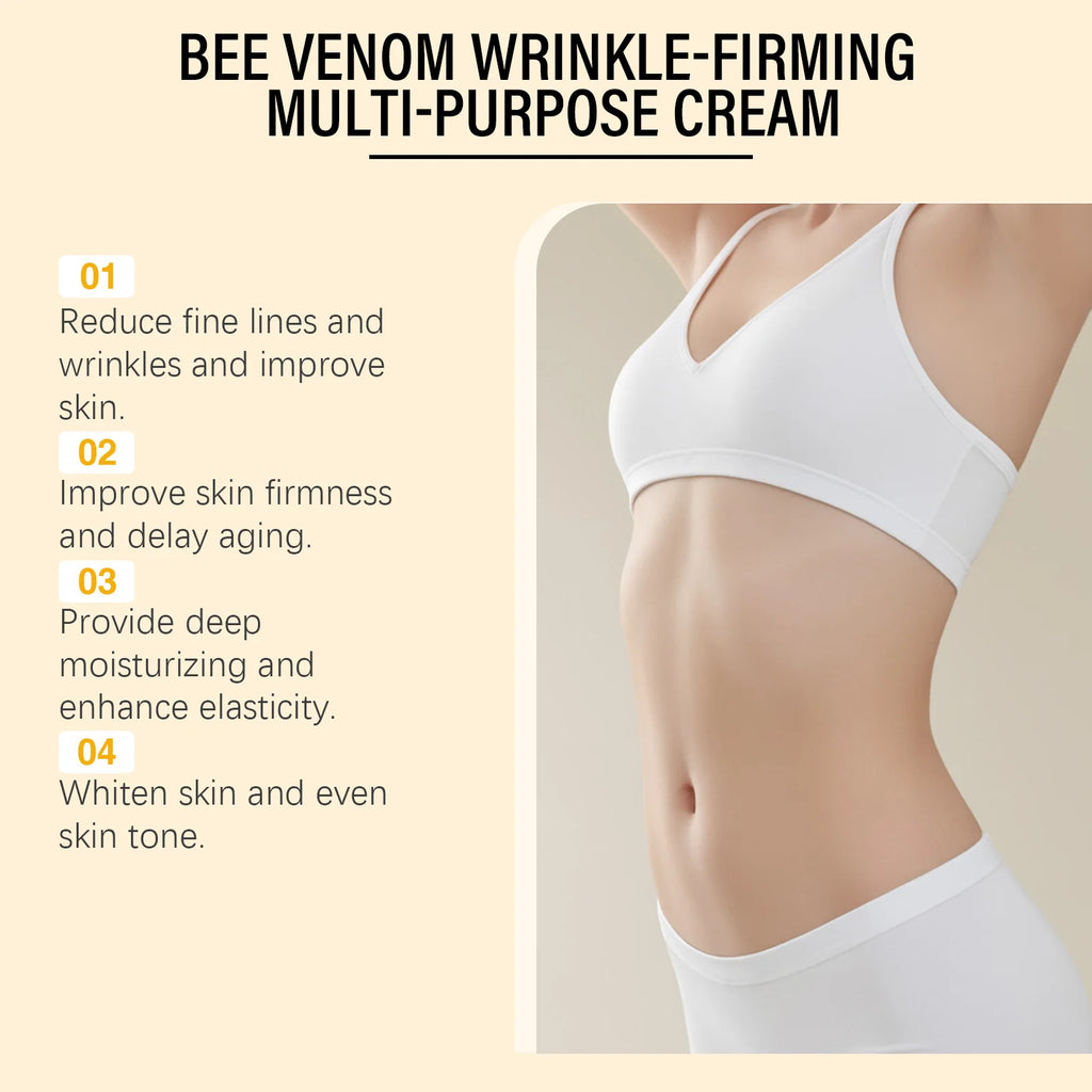 Bee Venom Firming Cream for Sagging Skin Lifting Tightening Anti Wrinkle Fade Fine Lines Hydrating Multi Action Body Cream Oasis Select