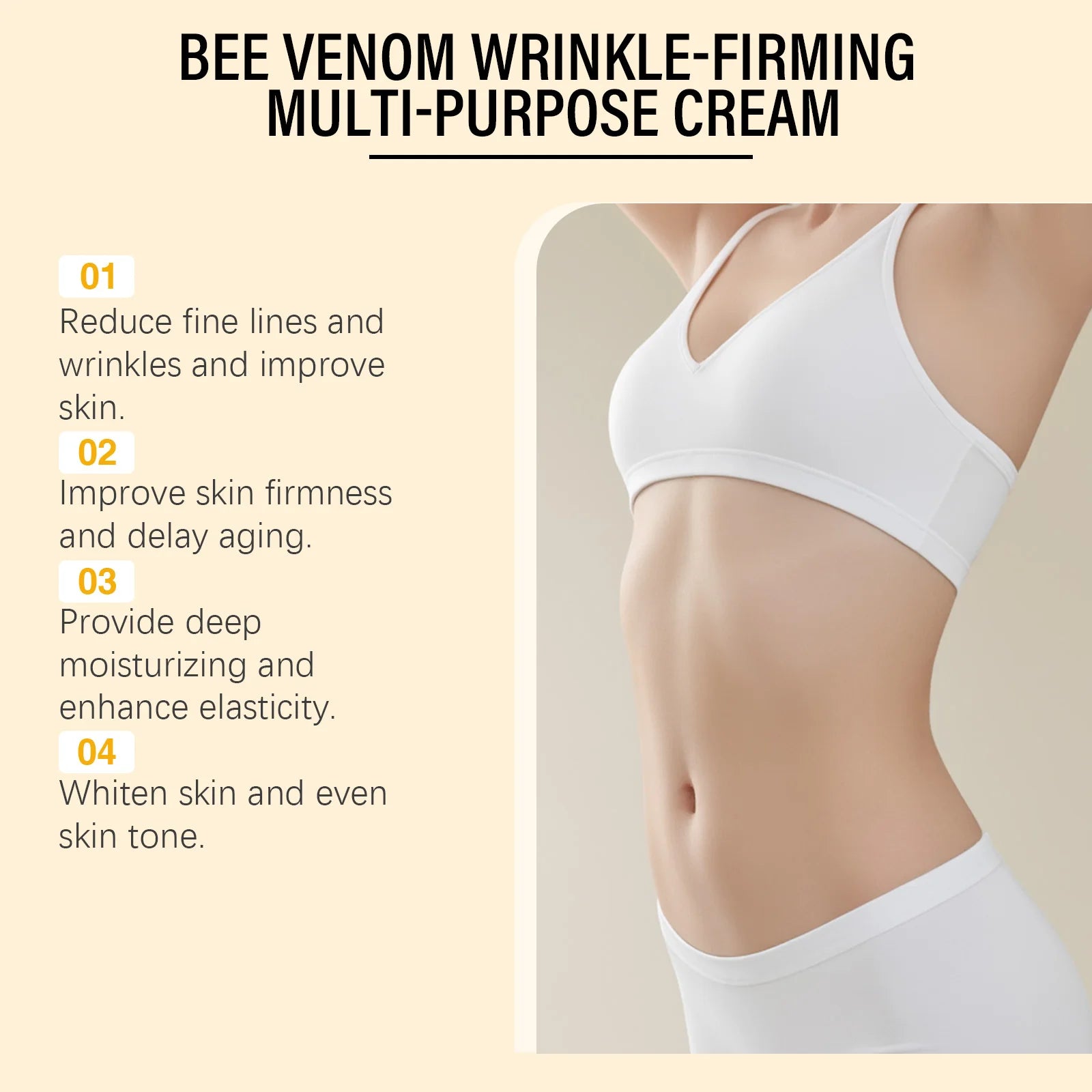 Bee Venom Firming Cream for Sagging Skin Lifting Tightening Anti Wrinkle Fade Fine Lines Hydrating Multi Action Body Cream Oasis Select