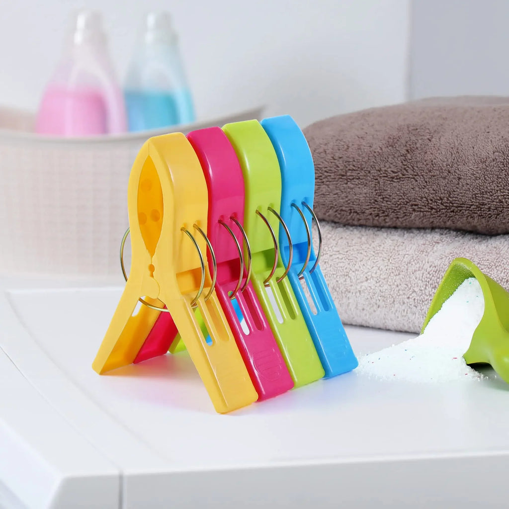 Beach Towel Clips Chair Clips Towel Holder,Plastic Clothes Pegs Hanging Clip Clamps, Yellow,blue,green,red Oasis Select 5PCS