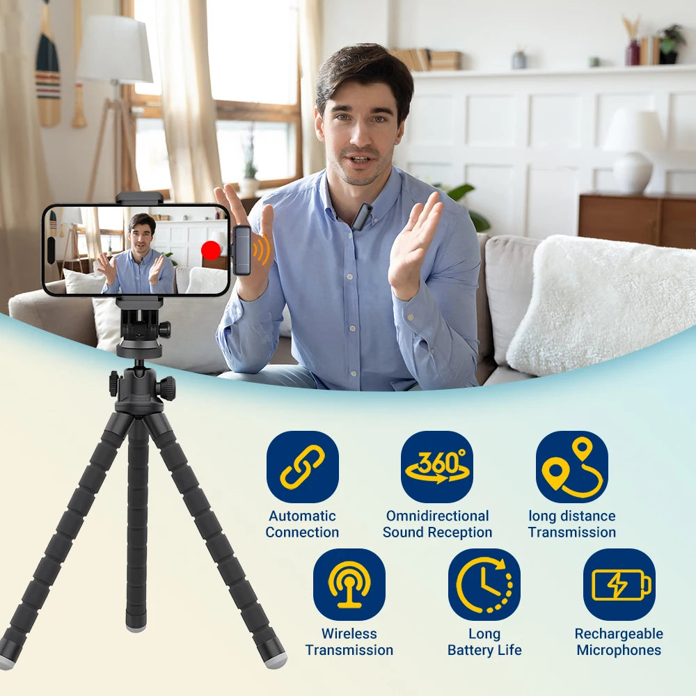 AyeBeau Dual Wireless Lavalier Mic for iPhone & Android