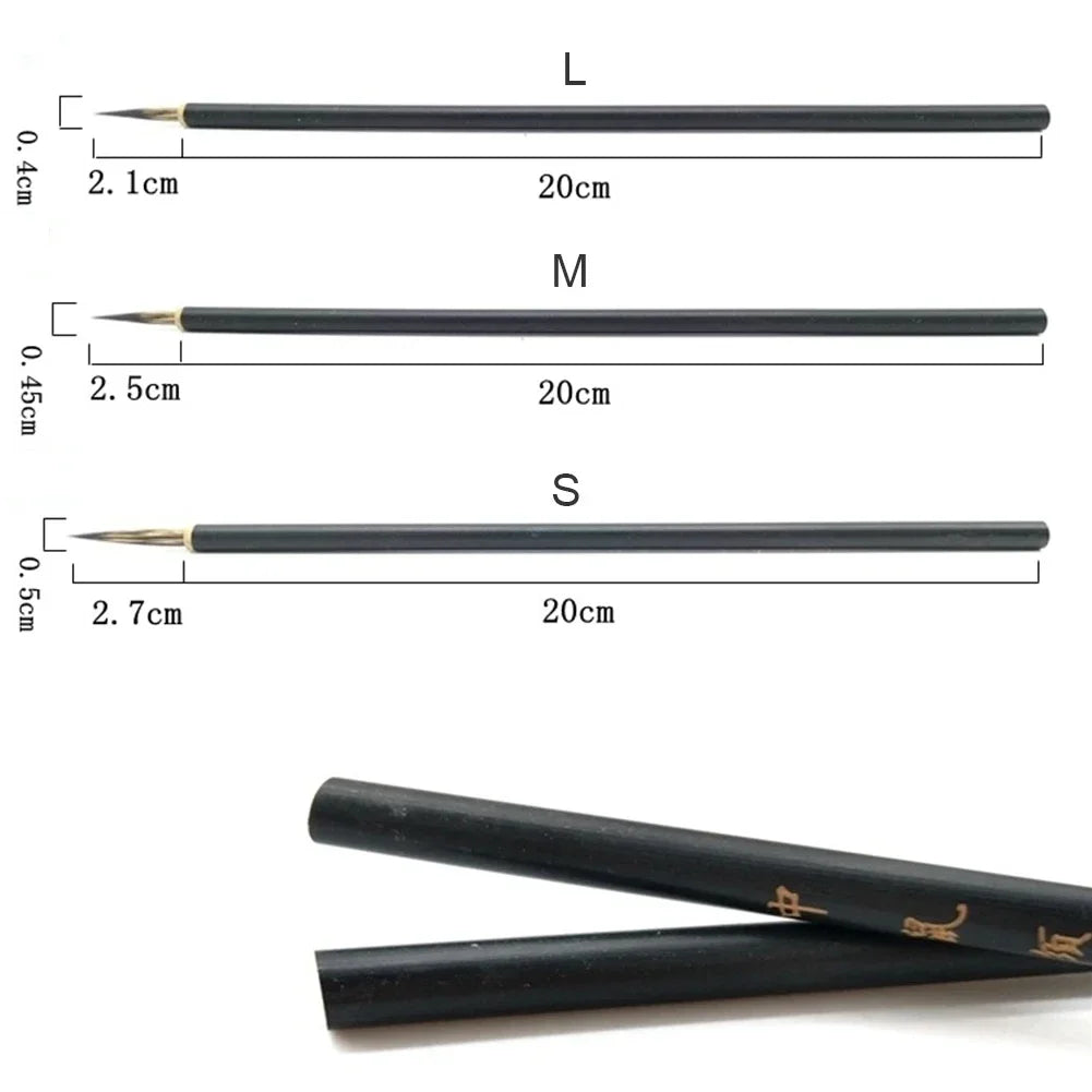 3-Piece Chinese Calligraphy Hook Line Fine Paint Brush Set