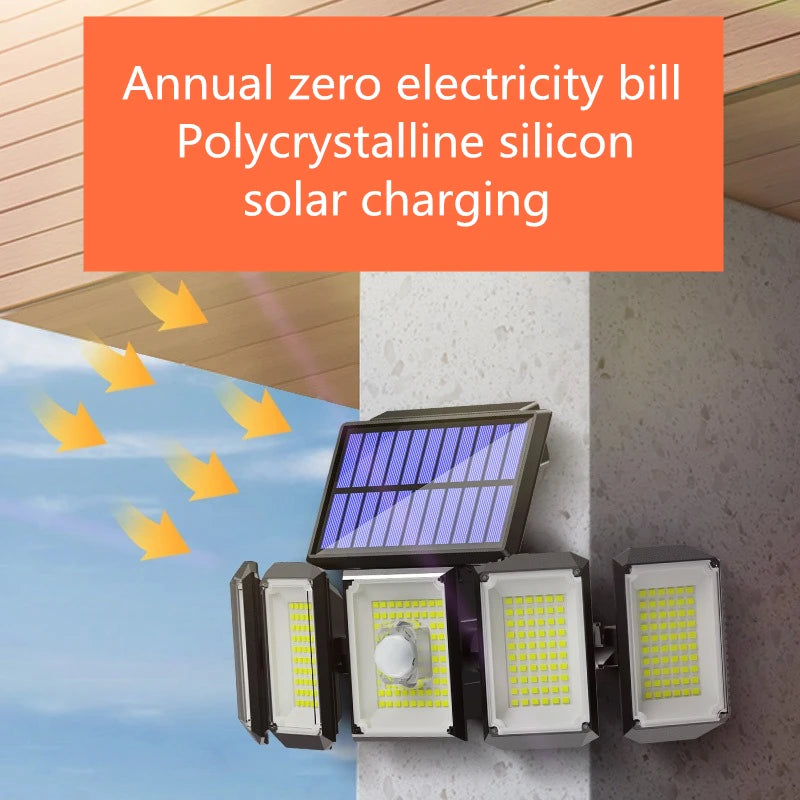 SHINEKNOT IP65 Solar Wall Light | 5-Head LED Motion Sensor
