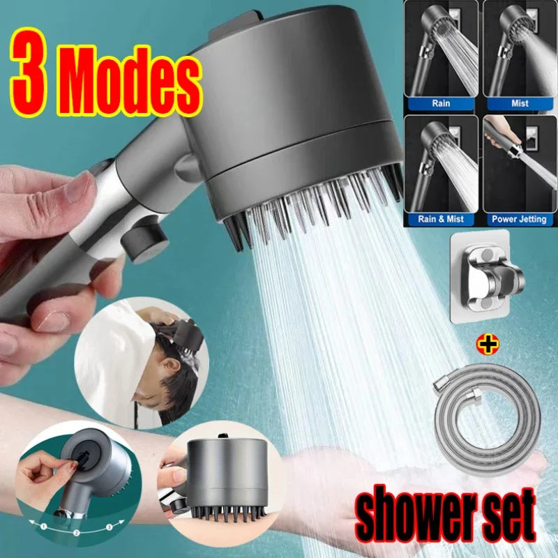 Strong Current Shower Head Powerful High Pressure Shower Head Adjustable Spray Massage Rain Faucet Shower Set Bathroom Oasis Select