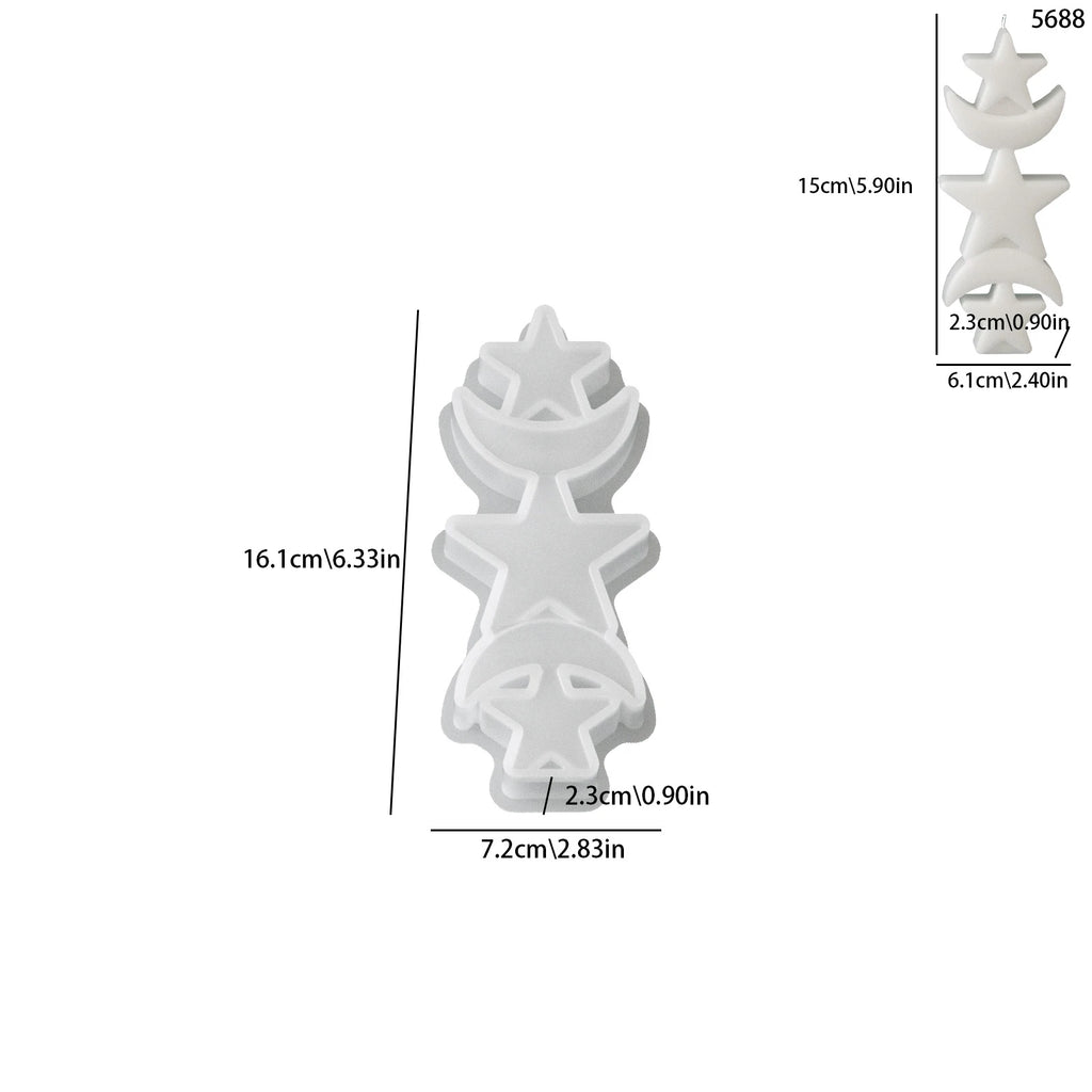 3D Decoration Candle Silicone Mold DIY Aromatherapy Candle Gift Sun Moon Star Moon Decoration Mold Home Gift Oasis Select A