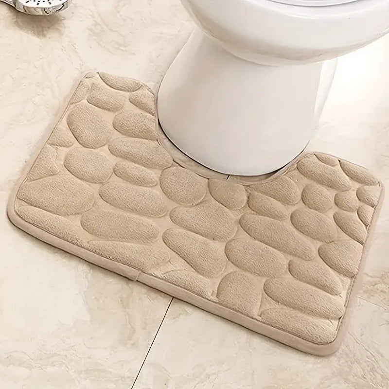 Washroom toilet foot mat U-shaped floor mat waterproof pad Bathroom bathroom water absorption anti-skid pad Oasis Select Light Yellow