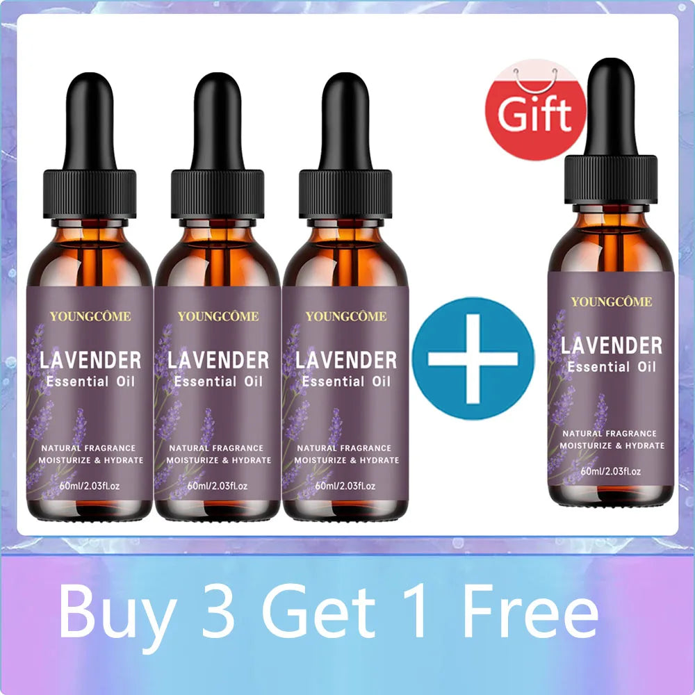 YOUNGCOME Organic Lavender Oil 40/60ml – Hair, Skin & Aromatherapy Lavender Face Oil Oasis Select 60ML-4PCS