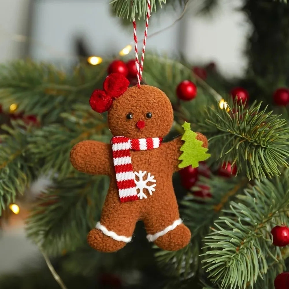Gingerbread Man Christmas Tree Ornaments – Set of 3 Pendants