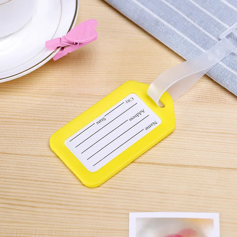 Colorful Plastic Luggage Tags with Straps | Travel ID Tags Luggage Tag Oasis Select Yellow