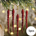 5pcs Christmas Decoration Simulation Ice Xmas Tree Hanging Ornament DIY Fake Icicle for Wedding Winter Party Decor New Year Oasis Select red