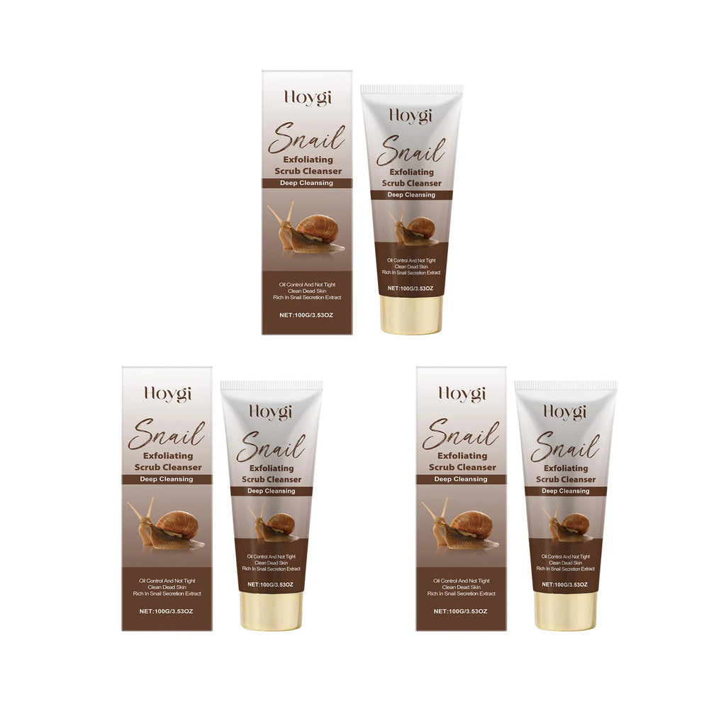 Hoygi Snail Mucin Exfoliating Face Wash – Hyaluronic Acid Exfoliating Face Wash Oasis Select 3 x 100g Boxed