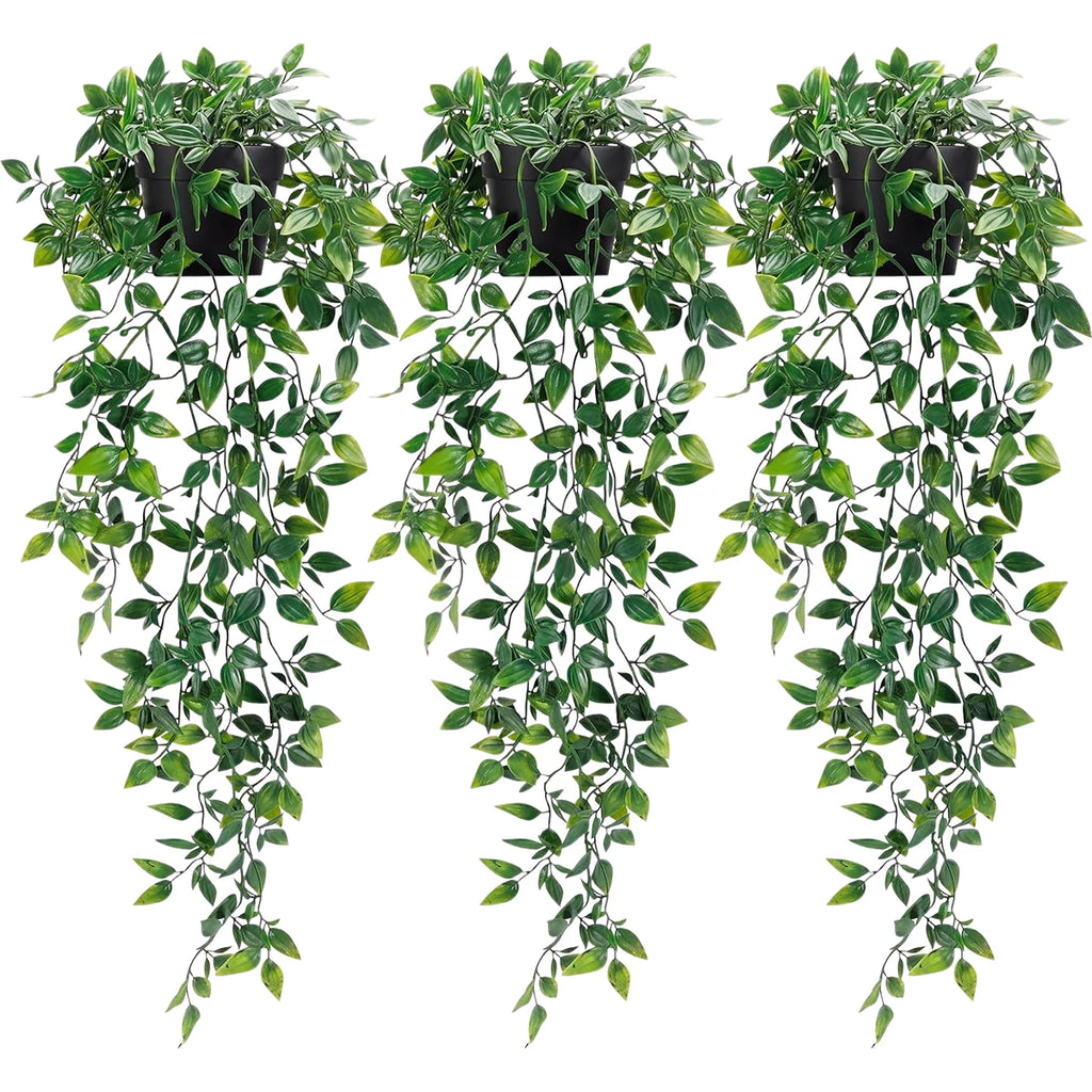1/3Pcs Artificial Hanging Plants Set String of Pearls Ivy Fern in Pots for Shelf Bathroom Dorm Boho Home Decor Oasis Select 3pcs