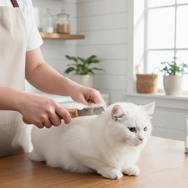 High Quality Professional Pet Hair Removal Knife Dog Comb Stainless Wooden Handle Stripping Hair Remover Grooming Accessories Oasis Select