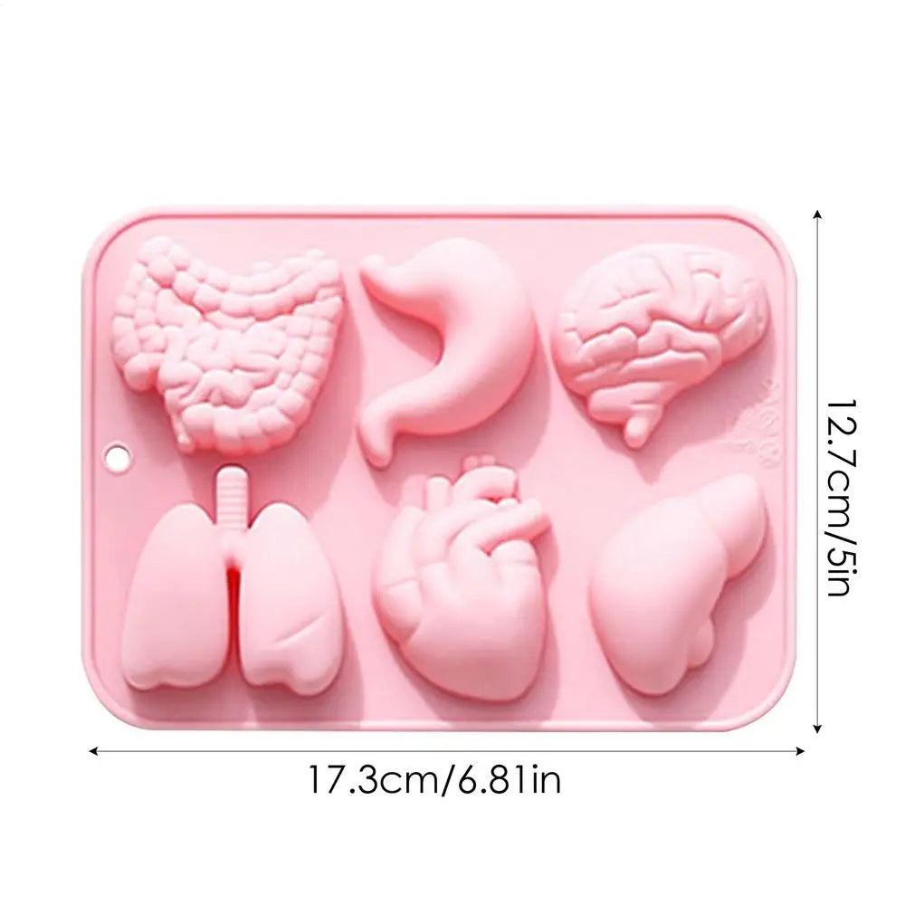 Organ Silicone Molds Halloween 3D Organ Shape Chocolate Candy Pudding Ice Cubes Tray Cupcake Baking Candy Cookie Ice Mold Oasis Select Pink