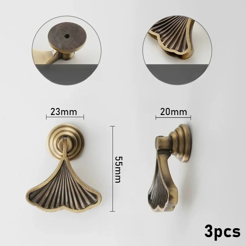 Pure Brass Light Luxury Pendant Drawer Yellow Antique Copper American Gold Cabinet Door Retro Antique Copper Single Hole Handle Oasis Select Yellow Bronze 3pcs