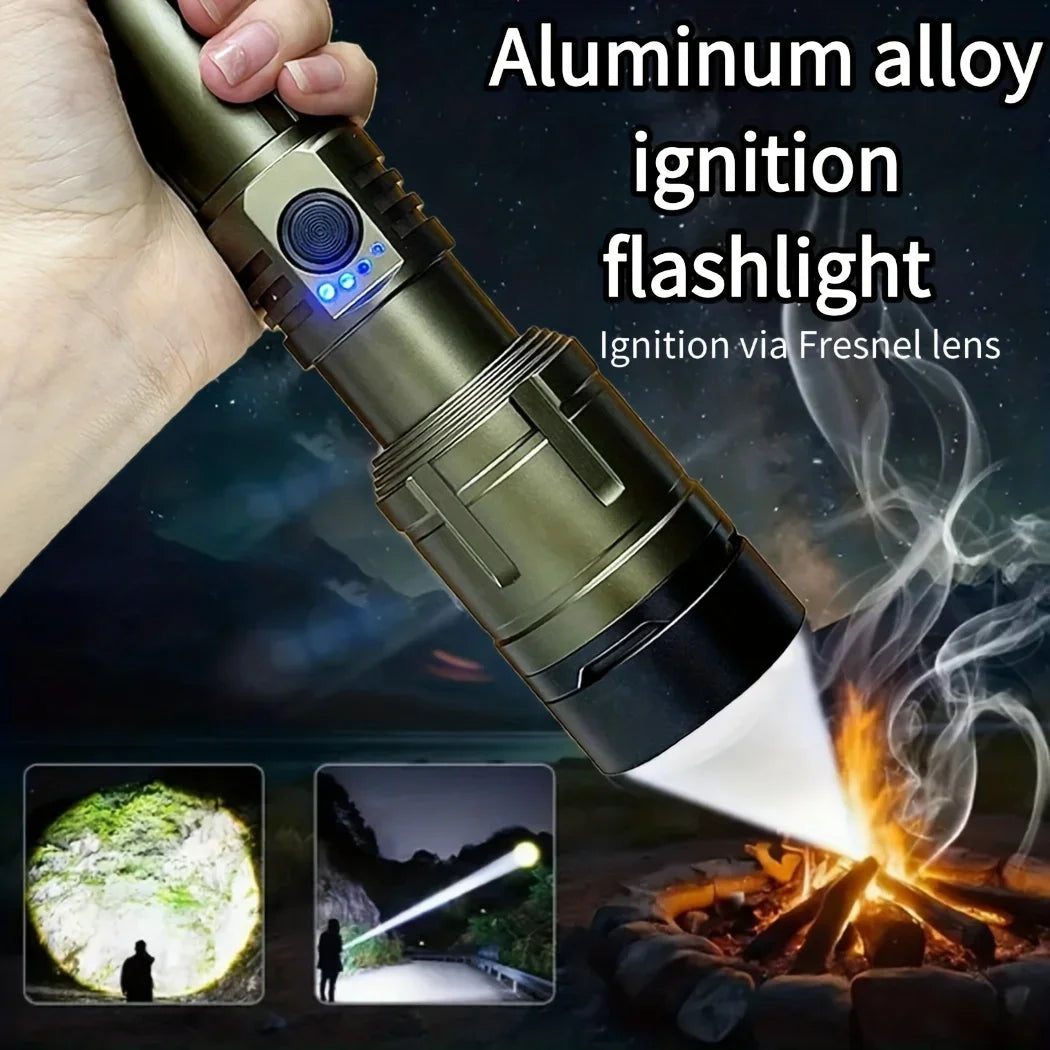 Powerful Flashlight Concentrating Ignition Flashlights Waterproof Type C Rechargeable Lamp Outdoor Camping Adventure Torch Oasis Select