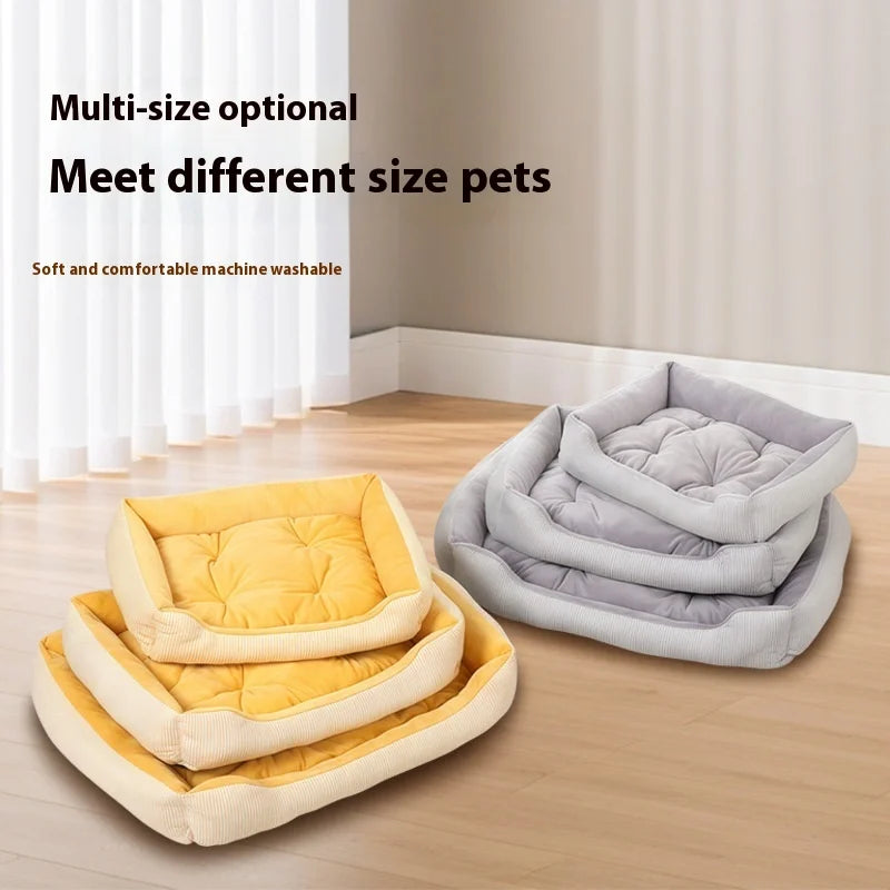 A Simple Striped Pet House Suitable for All Seasons and A Crystal Fleece Cat House Oasis Select