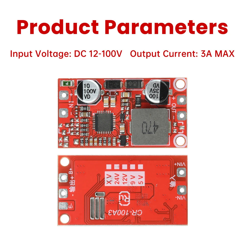 DC-DC Mini Buck Module 12-100V to 5V 12V 24V 3A High Conversion Low Ripple Power Conversion Module Oasis Select