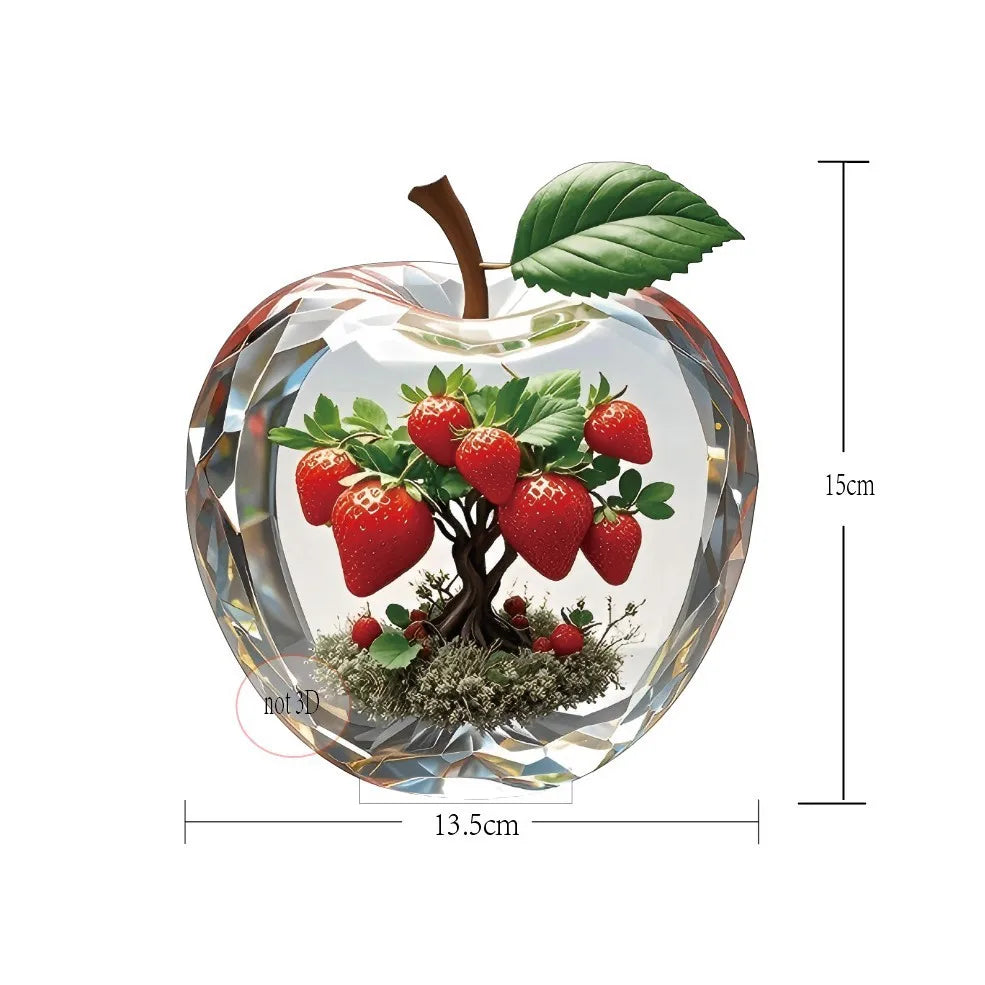 Crystal Apple Figurine Paperweight, Clear Apple Collectible Figurines Crafts, Home Office Handmade Statue Ornament Decoration Oasis Select style10