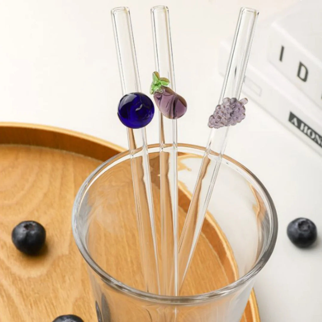 Fruit Series Glass Straw Reusable Drinking Straws Heat-Resistant Cocktail Milk Coffee Juice Drinking Tube For Festival Wedding Oasis Select