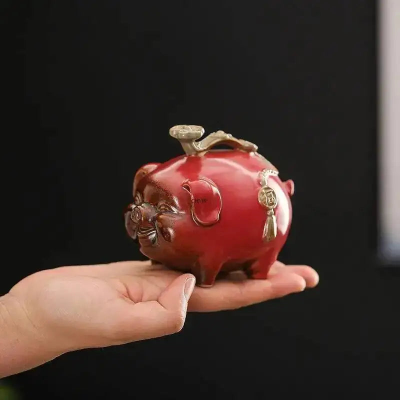 Ceramic Lucky Pig Wealth-Attracting Ornament Auspicious Tea Pet Desktop Craft Decoration Zodiac Mascot Gift Oasis Select