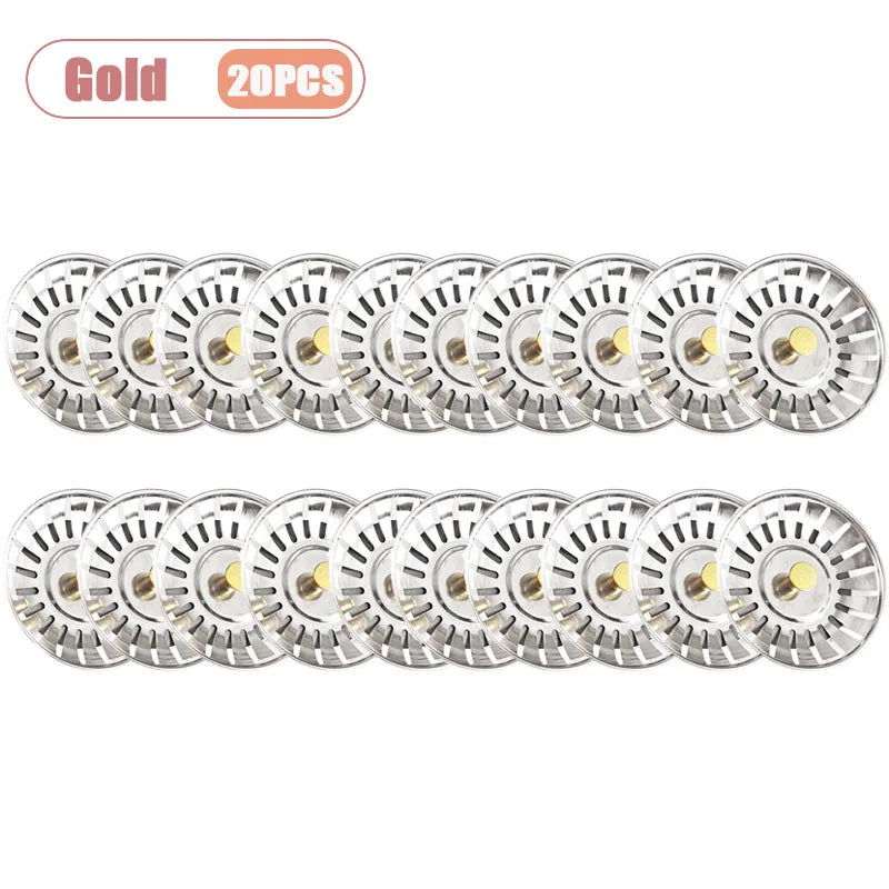 80MM Kitchen Sink Strainer Basket Old Style Drain Cover Replacement Filter Mesh Stopper for Food Waste Sink Accessories Oasis Select Gold-20PCS