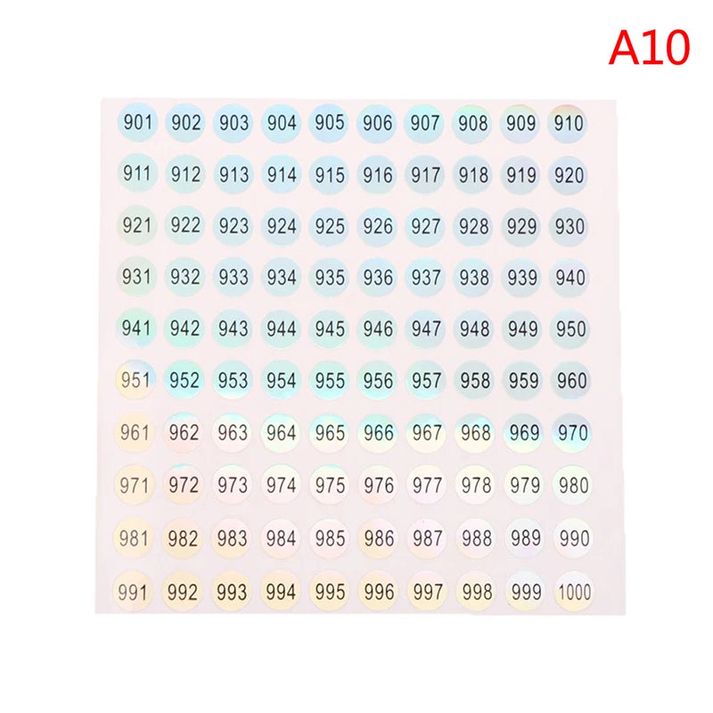 Waterproof Laser Number Stickers 1–1000 | Nail Polish Labels