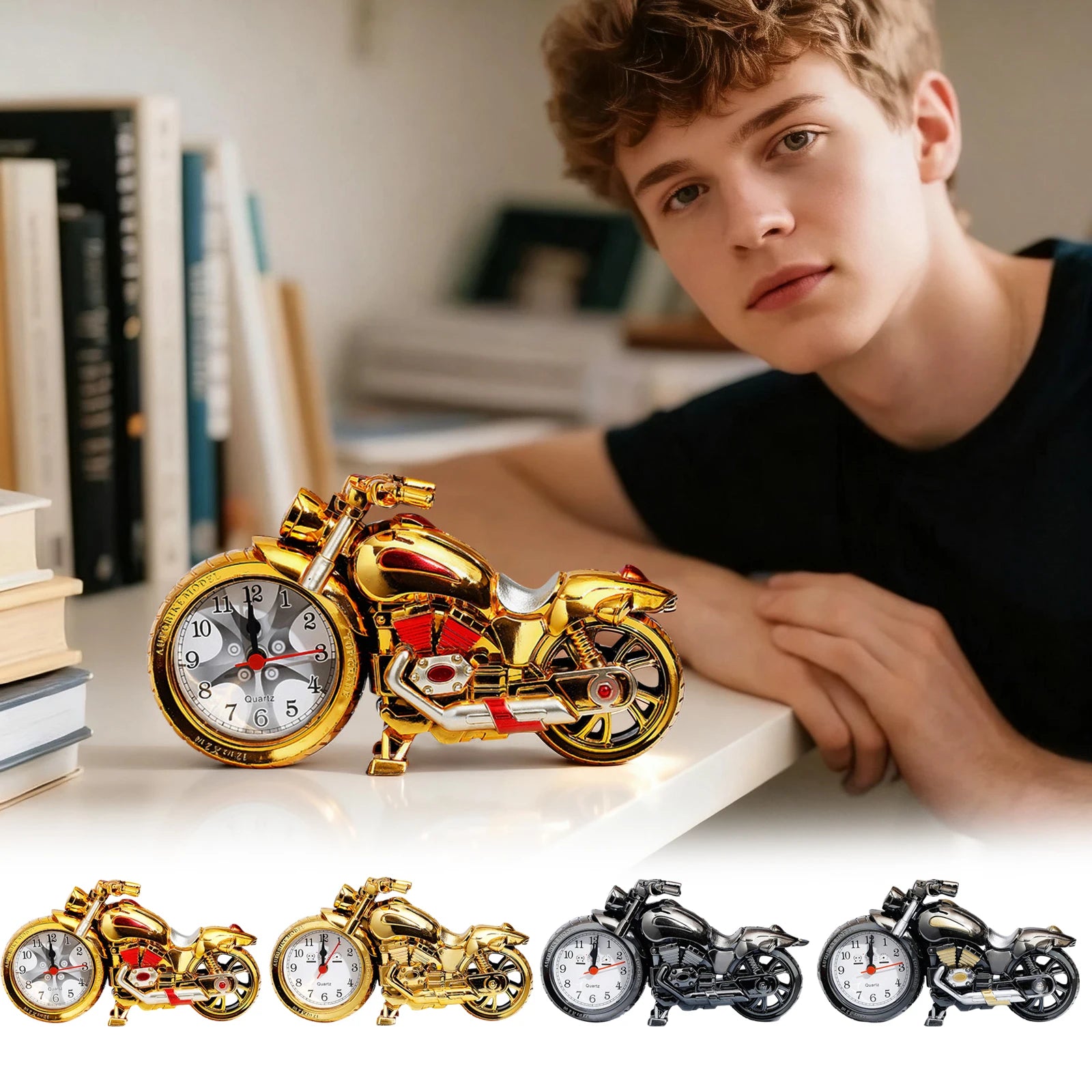 Retro Motorcycle Alarm Clock – Desktop Decor & Novelty Gift Novelty Alarm Clock Oasis Select