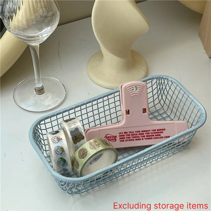 Rectangular Grid Storage Baskets Multi Purpose Desktop Organizer Tray For Stationery Cosmetic Sundries Bedroom Office Sorting Oasis Select Light blue