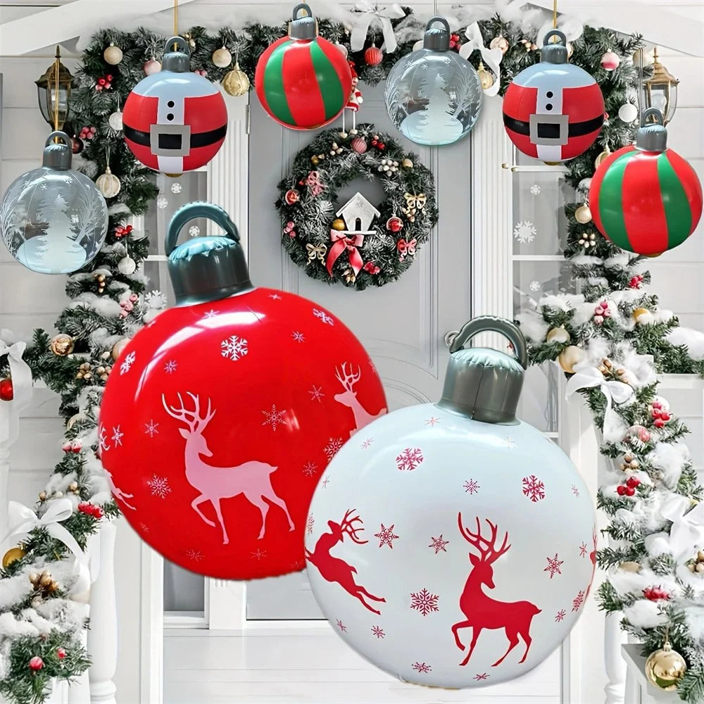 55CM Christmas Inflatable Ball PVC Giant Xmas Ball Christmas Tree Decorations Large Balls Toy New Year Party Courtyard Ornaments Oasis Select
