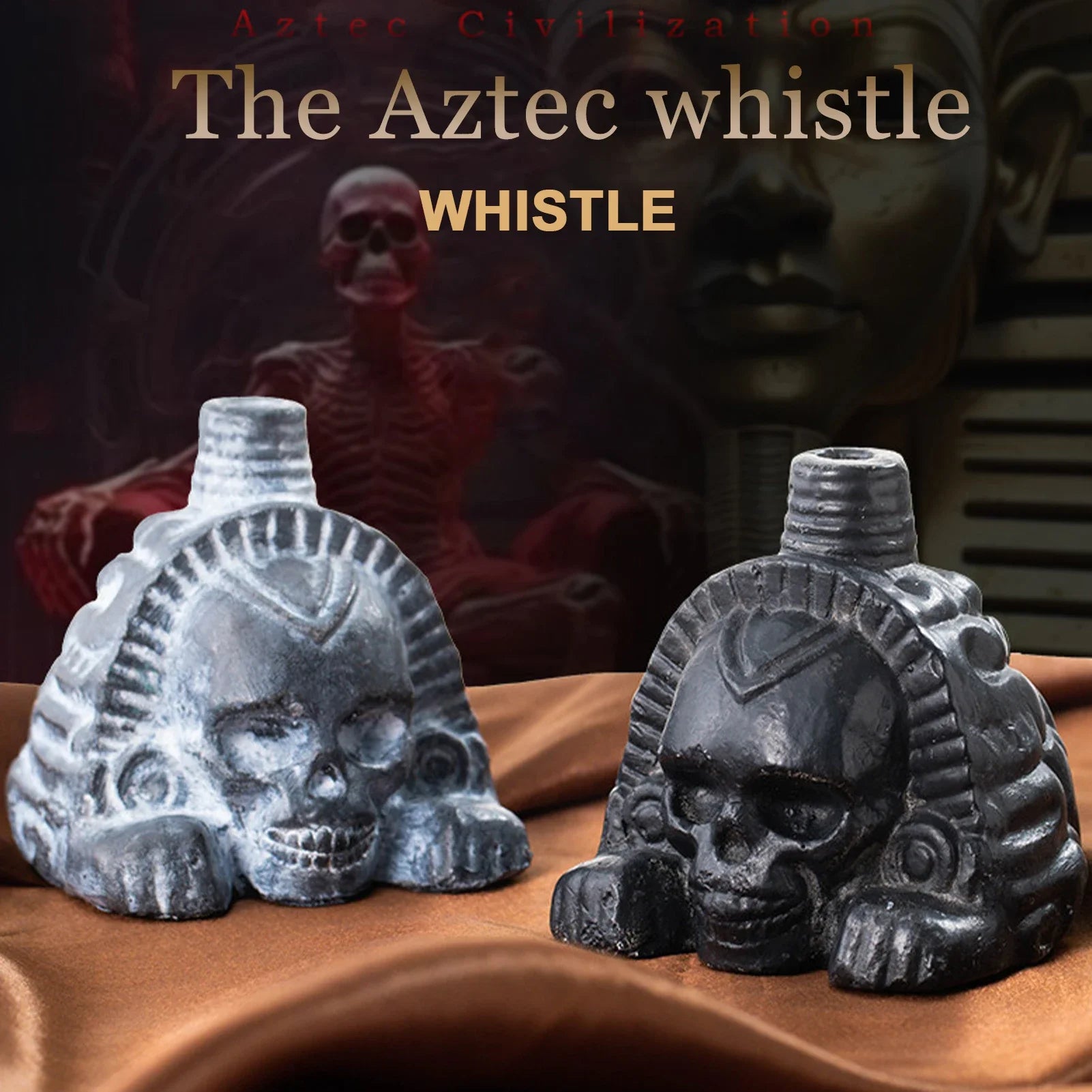 Aztec Death Whistle Spookys Aztec Scary Death Whistle Ghost War Whistle Skull Head Toy Party Noise Prop Resin Halloween Toy Gift Oasis Select