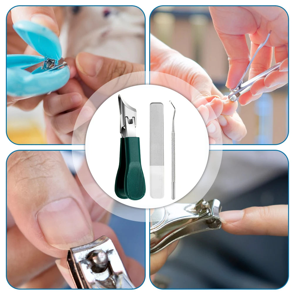 Wide-Jaw Slanted Nail Clipper | Anti-Splash Trimmer Set