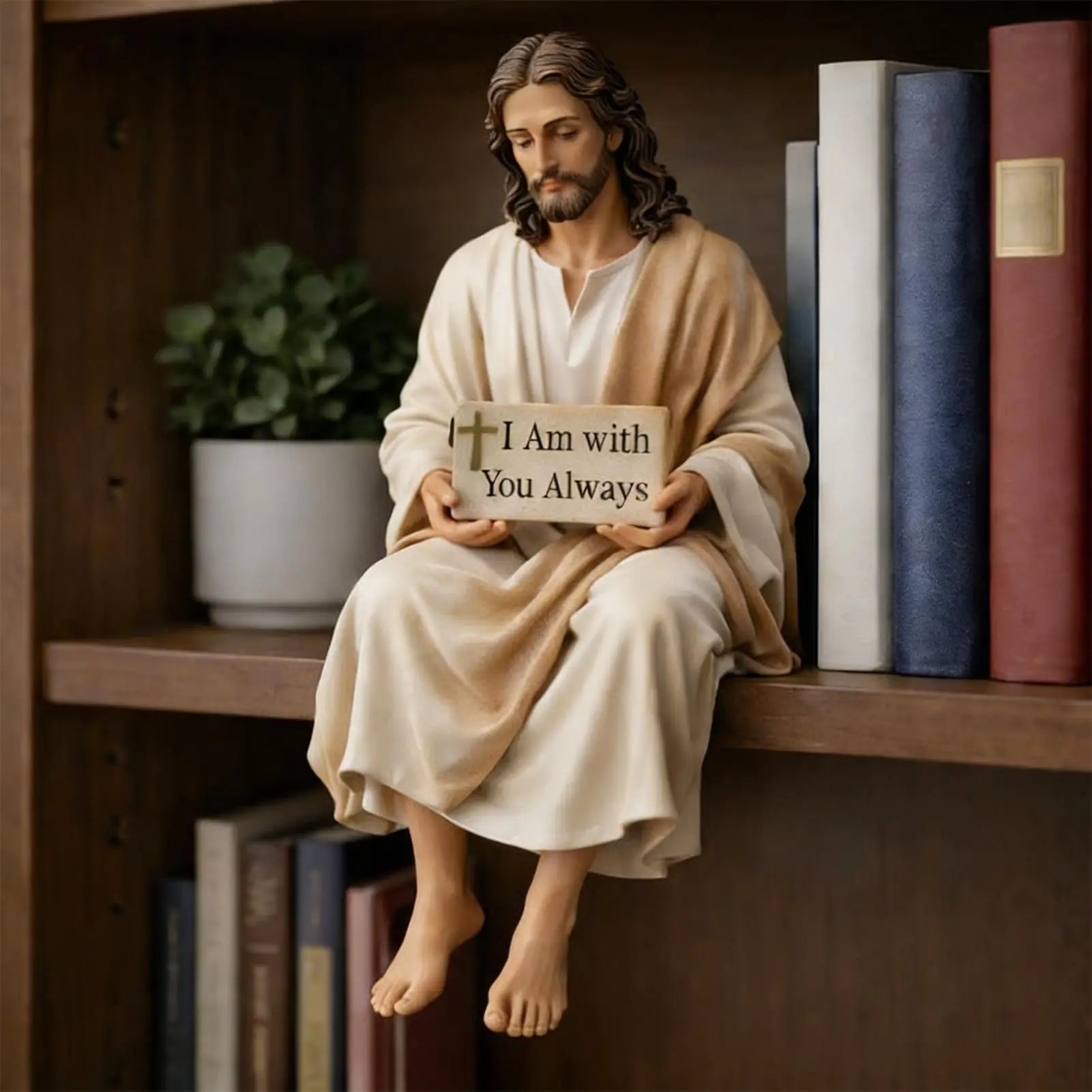 Resin Jesus Figurine Resin Spiritual Inspirational Hand Painted Statue Religious Memorial Figurine For Prayer Birthday Party Oasis Select