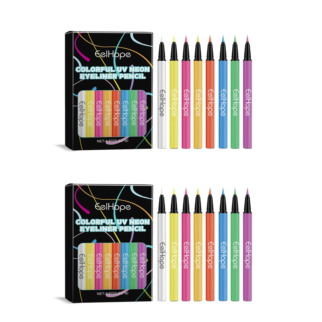 Eelhope 8-Color UV Neon Eyeliner Pencil Set – Waterproof UV Neon Eyeliner Set Oasis Select 2 set
