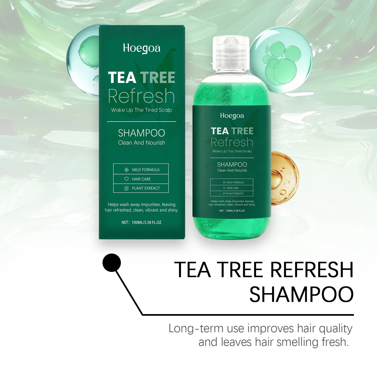 Tea Tree Oil Refreshing Hair Shampoo Deep Cleaning Nourish Scalp Remove Dandruff Reduce Breakage Frizz Smooth Hair Care Shampoo Oasis Select