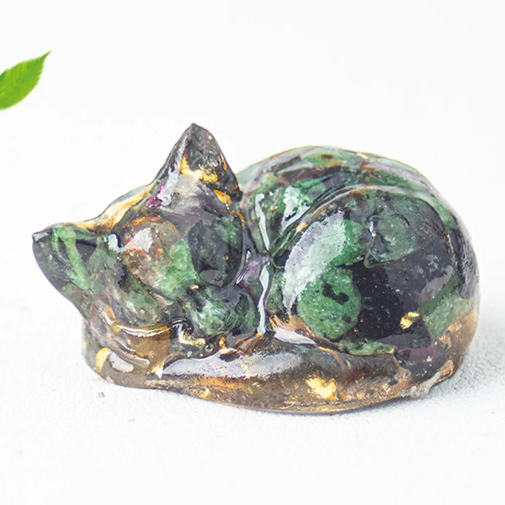 Shaped Decoration Compact Sleeping Figurine Resin Statue Modern Animal Decorative Figurine For Bedroom Study Home Oasis Select Dark Green Black