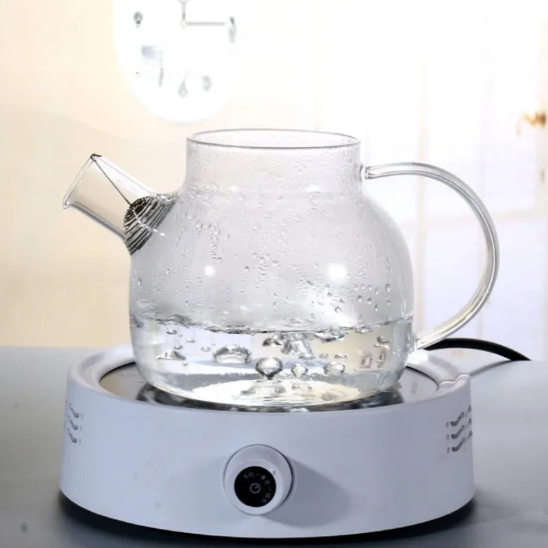 High-capacity Borosilicate Glass Pitcher with Bamboo Lid, Heat-Resistant Stovetop Safe Teapot for Hot Cold Drinks, Fruit Juice Oasis Select