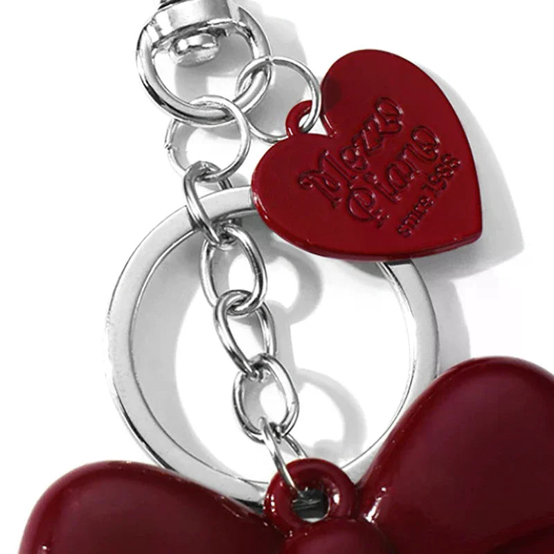Y2K Red Bow Mirror Charm Keychain | Bag & Phone Pendant Charm Keychain Oasis Select