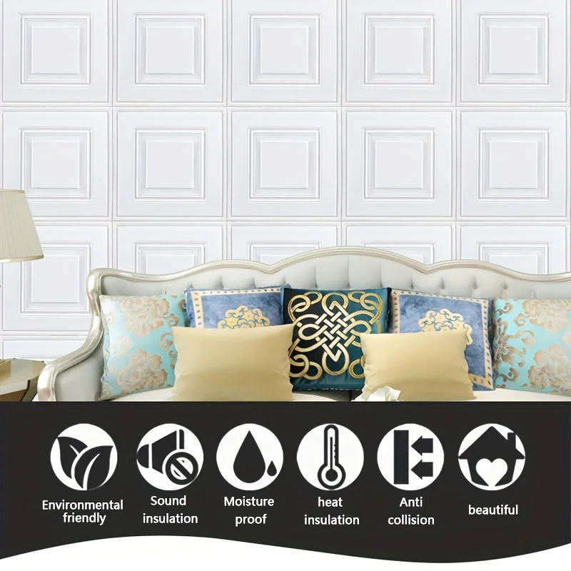 35cm*35cm Peel and Stick Wallpaper Self Adhesive 3D Wallpapers Home Decor Background Wall Stickers Moisture-proof Sheet Paper Oasis Select