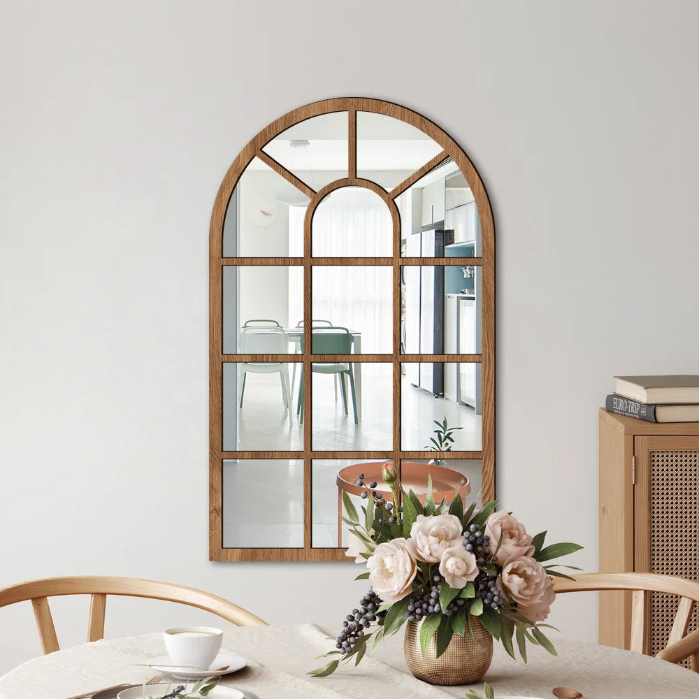 Wood and Acrylic Mirror Paste False Window Living Room Bedroom Study Decorative Wall Paste wall decor Oasis Select