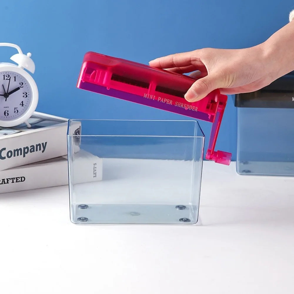Portable Mini Manual Paper Shredder Transparent Hand Crank Paper Sharper Non-slip Base ABS Document Destroyer Bills Oasis Select