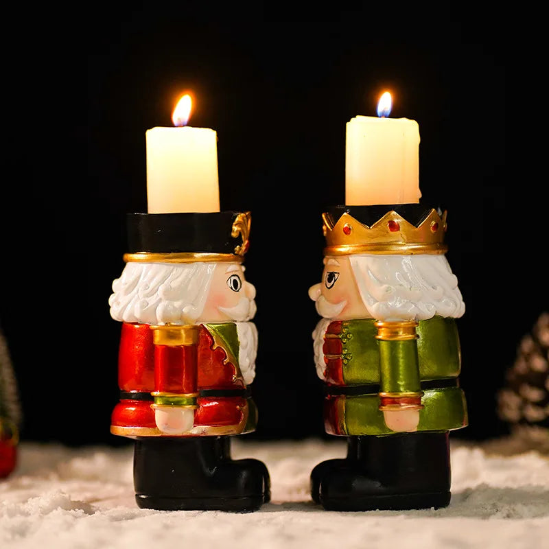 European-style Nutcracker Candlestick Christmas Ornament InS-style Home Desktop Decoration Resin Oasis Select