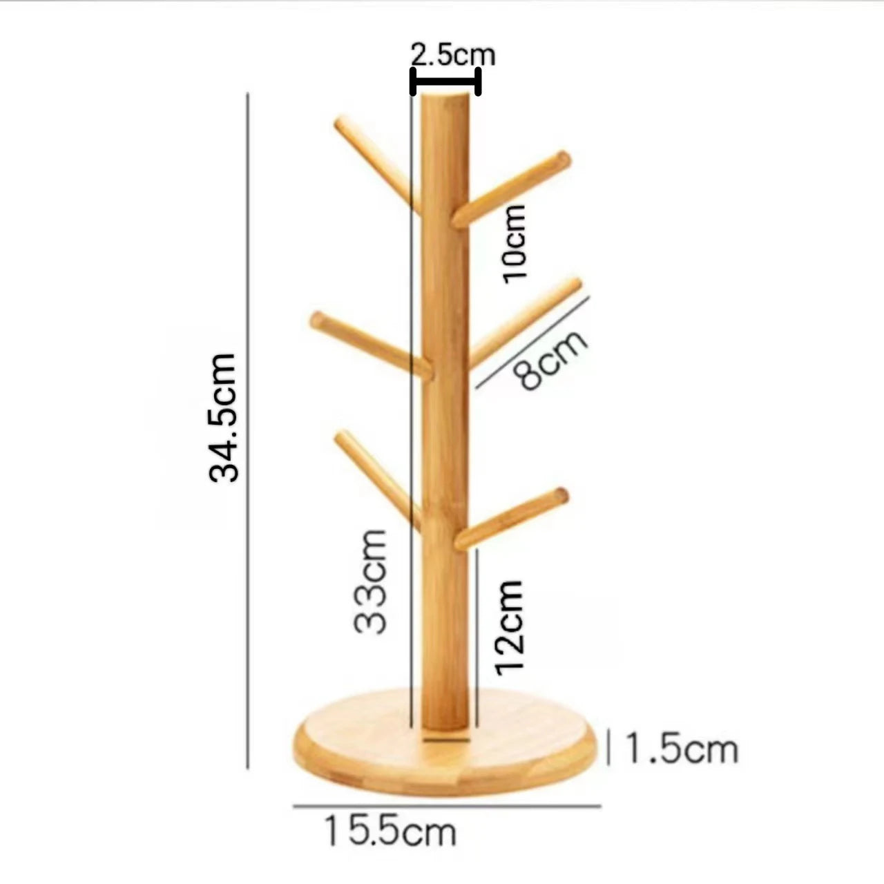 Tree Shape Bamboo Mug Holder Stand – 6-Hook Cup Display Rack