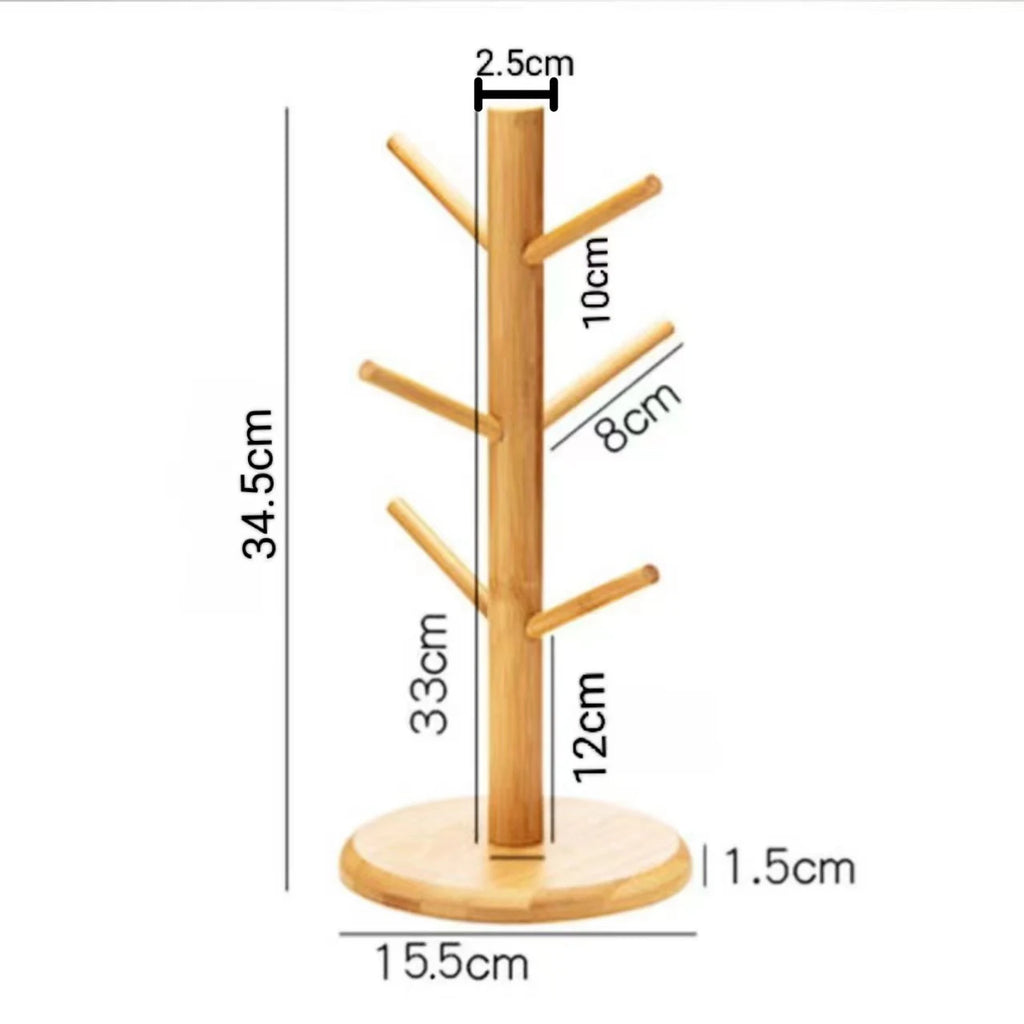 Set Tree Shape Wood Coffee Tea Cup Storage Holder Stand Mug Hanging Display Rack Drinkware Shelf 6 Hooks Home Kitchen1 Oasis Select