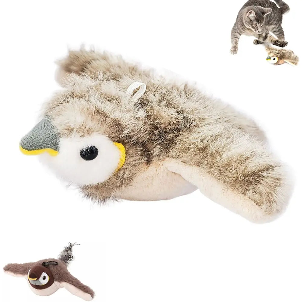 Electronic Flapping Bird Cat Toy USB Vivid Chirping Interactive Cat Hangable Touch-Activated Simulated Bird Cat Toy Oasis Select